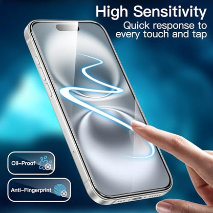 JETech Screen Protector for iPhone 16, 3-Pack | 9H Tempered Glass, HD Clear, Anti-Scratch Protection, Easy Installation Tool - size: iPhone 16
