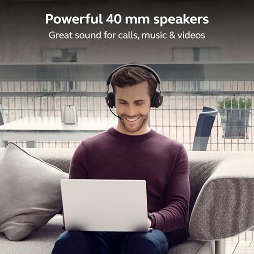 Jabra Evolve2 65 Bluetooth Wireless Headset with Mic for Calls and Music, Dual-Ear Headphones with USB-C Adapter, Up to 37 Hours Battery, Noise-Cancelling, Works with Online Meeting Apps, Black - size: USB-C Dongle, style: All Platforms