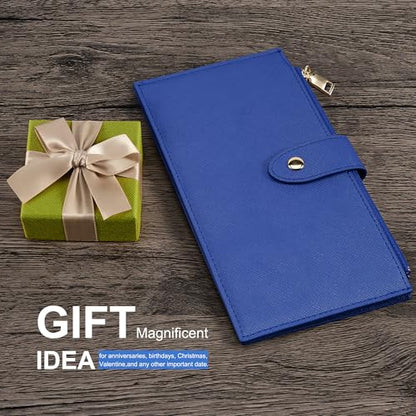 Travelambo RFID Wallet Women Large Size Bifold Multi Card Wallet Case with Zipper Pocke Credit Card Holder for Women - color: Blue Deep