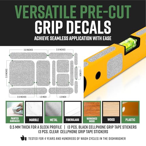 Dragon Grips 13pc Rubber Grip Tape, Non-Slip Adhesive Phone Grip Stickers - color: Clear, size: 2 pack