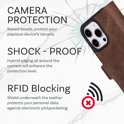 Bayelon Leather Wallet Case for iPhone 16 Pro Max 6.9", Flip Cover Card Holder, iPhone 16 Pro Max Wallet Case, Kickstand Folio Case, MagSafe Compatible Flip Cover, RFID Blocking (Coffee Brown) - color: Dark Brown, size: iPhone 16 Pro Max