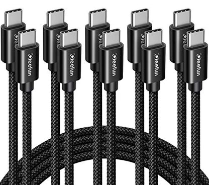 CLEEFUN USB C to USB C Cable, 5-Pack C to C Cable Fast Charging 60W - color: Black, size: 3ft+3ft+6ft+6ft+10ft