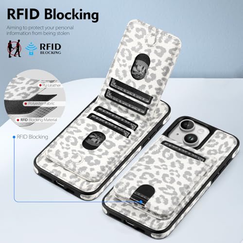 Shieldtop Compatible with MagSafe iPhone 14 Plus Wallet Case,Leopard-White | 2 in 1 Detachable Magnetic,Credit Card Holder Slots,RFID Blocking,PU Leather,Kickstand,Flip Folio Phone Cover for Men & Women - color: Leopard-White, size: iPhone 14 Plus 6.7"