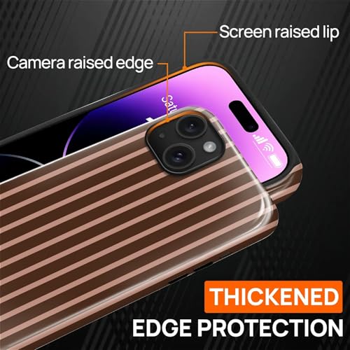 Magnetic for iPhone 14 Plus Case,[Compatible with Magsafe] Dual Layer Protective Heavy Duty Shockproof Rugged Drop Protection Bumper Hybrid Case- Aesthetic Striped Brown - color: Aesthetic Striped Brown, size: iPhone 14 Plus