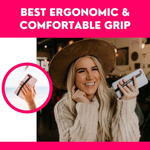 Phone Loops: Non-Elastic Phone Grip, Phone Strap, Phone Holder for Hand - Small, Light and Discreet Phone Loop Cell Phone Holder for Hand - Phone Finger Holder - color: Fabric: Bloom