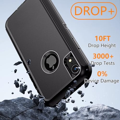 YmhxcY for iPhone XR Case Shockproof Dropproof Dust-Proof Drop Proof 3-Layer Durable Phone Case Heavy Duty Protection Phone Case Cover for Apple iPhone XR 6.1“ Black and Grey - color: SF-Black / Grey