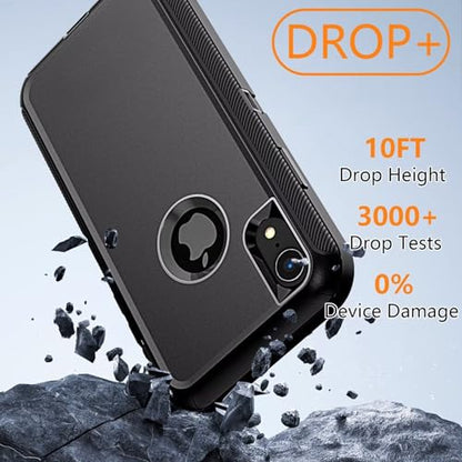 YmhxcY for iPhone XR Case Shockproof Dropproof Dust-Proof Drop Proof 3-Layer Durable Phone Case Heavy Duty Protection Phone Case Cover for Apple iPhone XR 6.1“ Black and Grey - color: SF-Black / Grey