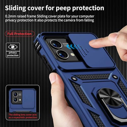 VINVE for Moto G Stylus 5G 2023 Case [Not Fit 4G Version] Slide Lens Cover HD Screen Protector, Military Grade Drop Protection, Magnetic Rotated Ring Holder Kickstand Protective Phone Case (Navy Blue) - color: Navy Blue ,Military Grade 2nd gen.