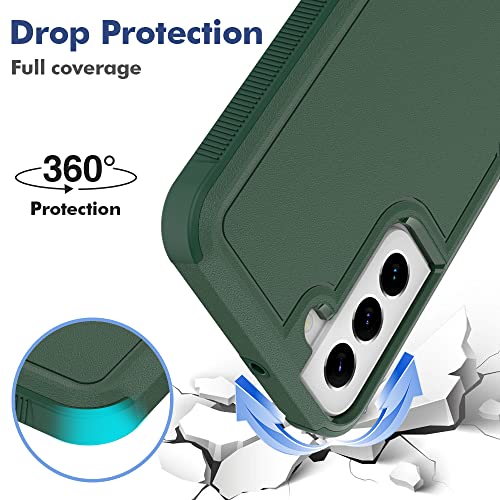 for Samsung Galaxy S22 Plus Case: Dual Layer Protective Heavy Duty Cell Phone Cover Shockproof Rugged with Screen Protector - Military Protection Bumper Tough - Samsung Galaxy S22+ 2022, Dark Green - color: Dark Green (PC) + Dark Green (TPU)