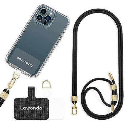 Phone Lanyard Crossbody/Neck Universal Adjustable Cell Phone Strap - color: Black