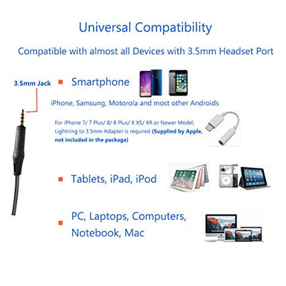 MAIRDI Cell Phone Headset with Microphone Noise Canceling, PC Laptop Headset 3.5mm Jack for Office Work, Phone Headset for iPhone Computer Samsung Androids Tablets Skype Teams Video Conference