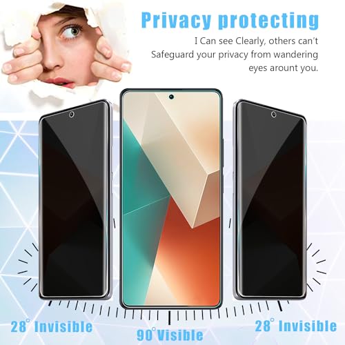 [2+2pack For Xiaomi Redmi Note 13 Pro+ Flexible Privacy Screen Protector(Not Tempered Glass) and Camera Lens Screen Protector,Anti-Spy Flexible TPU Film,Easy Installation