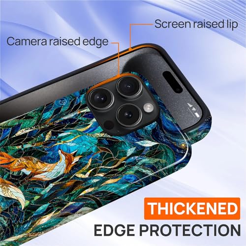 Case Compatible with iPhone 15 Pro, Cute Dual Layer Hybrid Phone Cover, Military Grade Drop Protection, Aesthetic Shockproof Phone Case for Women Girls, Woodland Fox Stained Glass - color: Woodland Fox Stained Glass, size: Iphone 15 Pro