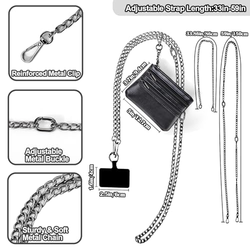 XANGNIER Clip and Go Strap for Phone with Wallet Crossbody,Chain Black - color: Chain Black