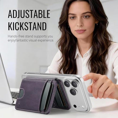for Magsafe Wallet Magnetic RFID Blocking Card Holders, Retro Purple - color: Retro Purple