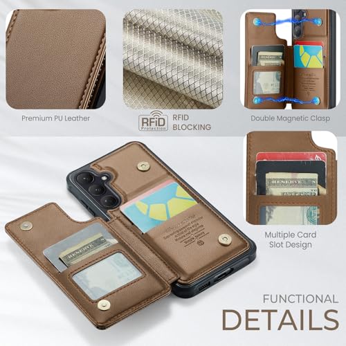 Kowauri for Samsung Galaxy S26 Case, PU Leather Wallet Case for Women Men with RFID Blocking Card Holder Slot Magnetic Closure Shockproof Protective Phone Cover for Samsung Galaxy S26 (Brown) - color: Brown