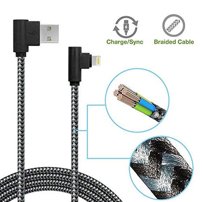 3Pack 10FT [The Most Durable Cable] 90 Degree Charging Cable for iPhone 14