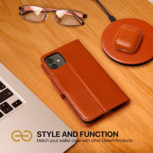 Dreem Fibonacci 2-in-1 Wallet Case for Apple iPhone SE 3 (2022), SE 2, & 8/7 - Luxury Vegan Leather, Magnetic Detachable Shockproof Phone Case, RFID Card Protection, 2-Way Flip Stand - Caramel - color: Caramel, size: iPhone SE 3 (2022), SE 2, & 8/7