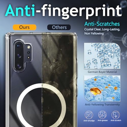 YZB Magnetic for Samsung Galaxy Note 10+ (Plus) Case, Clear | Compatible with MagSafe | Slim Fit Lightweight Shockproof, Military-Grade Protection, Yellowing Resistant Scratch-Resistant Back - color: Crystal Clear, size: Galaxy Note 10 Plus