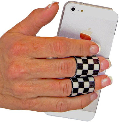 LAZY-HANDS 2-Loop Phone Grip - FITS Most - Black & White Checkers - color: Black & White Checkers - Fits Most