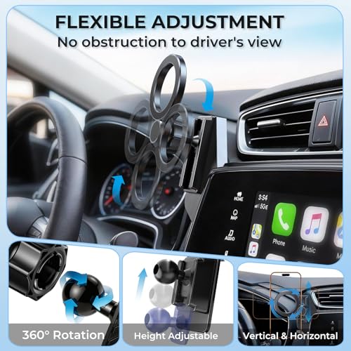 Car Phone Holder for Honda CRV CR-V 2022 2021 2020 2019 2018 2017 (Only for 5/7-Inch Screen) 360° Rotation Magnetic Cell Phone Mount, Compatible with Magsafe, Does Not Affect Air Vent - size: Fit for 2017-2022 CRV, 5/7-Inch