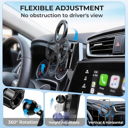 Car Phone Holder for Honda CRV CR-V 2022 2021 2020 2019 2018 2017 (Only for 5/7-Inch Screen) 360° Rotation Magnetic Cell Phone Mount, Compatible with Magsafe, Does Not Affect Air Vent - size: Fit for 2017-2022 CRV, 5/7-Inch
