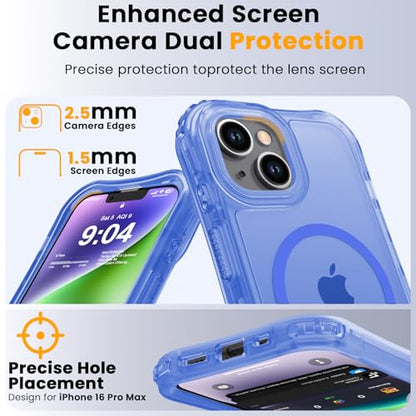 WRJ Magnetic Matte for iPhone 13 Case,iPhone 14 Case,[Compatible with MagSafe][Military Grade Drop Protection] Translucent Anti-Fingerprint Full Body Shockproof Phone Case-Ultramarine - color: Ultramarine, style: Matte