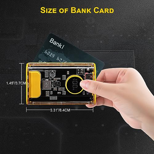 Portable Charger 10000mAh,22.5W Fast Charging Small Power Bank,Transparent External Battery Pack,Input/Output External USB C Portable Phone Charger for iPhone iPad Samsung Android Cellphone (Yellow) - color: Yellow