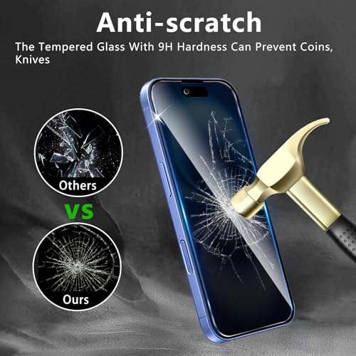 3 Pack Privacy Screen Protector Designed for iPhone 16/15/15 Pro,Full Coverage Anti-Spy Tempered Glass Film,9H Hardness,Anti-Fingerprint,Bubble Free,Easy to Install - color: iPhone 16/15/15 Pro FK3