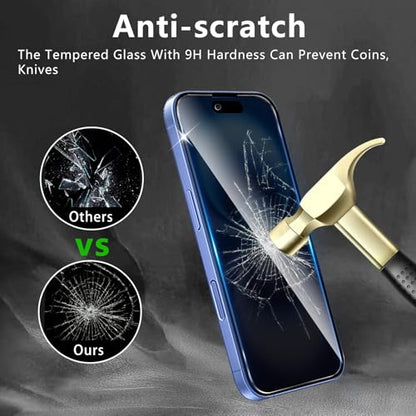3 Pack Privacy Screen Protector Designed for iPhone 16/15/15 Pro,Full Coverage Anti-Spy Tempered Glass Film,9H Hardness,Anti-Fingerprint,Bubble Free,Easy to Install - color: iPhone 16/15/15 Pro FK3