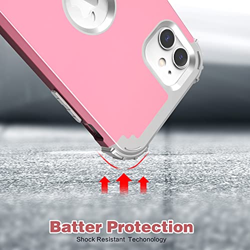 IDweel for iPhone 11 Case with Screen Protector(Tempered Glass), Hybrid 3 in 1 Shockproof Slim Fit Heavy Duty Protection Hard PC Cover Soft Silicone Bumper Full Body Case,Pink/Light Grey - color: Pink/Light Grey