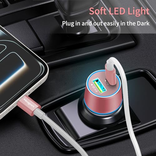 67.5W Pink Car Charger USB C Super Fast for iPhone 18 Pro Max/17/Android - color: Rose Gold, size: 3.3 ft