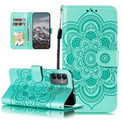 EYZUTAK Case for Samsung Galaxy A16 4G/5G, Premium Leather Magnetic Closure Flip Wallet Phone Case with Card Holder Cash Slot Stand Function Embossed Mandala Flower Shockproof Lanyard Cover - Green - color: Green, size: Samsung Galaxy A16 4G/5G