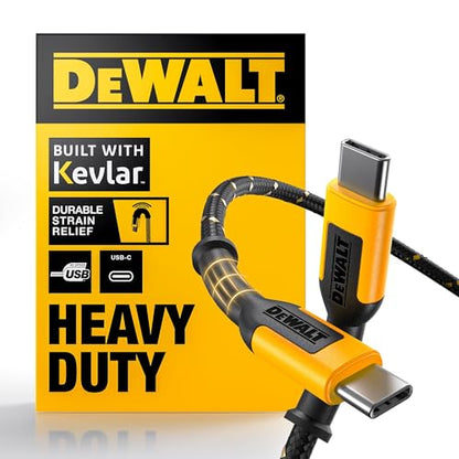 DEWALT Heavy Duty USB C Cable, Jobsite 60W USB C to USB C, 4 ft, 2 Pack - size: 4FT
