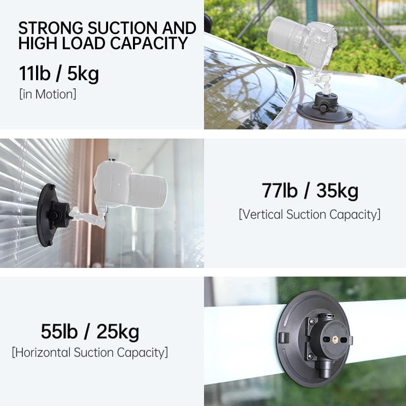 4.5" Camera Suction Cup Mount, Heavy Duty Pump Vacuum Mount - size: 4.5" Metal