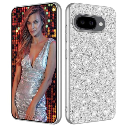 Glitter Case for Google Pixel 10A Phone Case for Women Girls, Slim Ultra Thin Matte Back Shockproof Protective Cover for Google Pixel 10A 5G Crystal Bling Case (Silver) - color: Silver