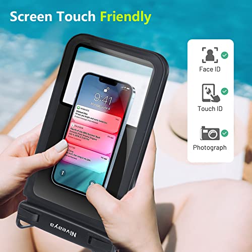 Niveaya [Up to 10.5"]Waterproof Phone Pouch - 2 Pack, Waterproof Phone Lanyard Case with iPhone 17/16/15/14/13 Pro Max up to 9.5", Phone Dry Bags for Vacation Beach Pool Kayak Cruise Travel Essentials - color: Black+ Teal, size: Large 10.5"