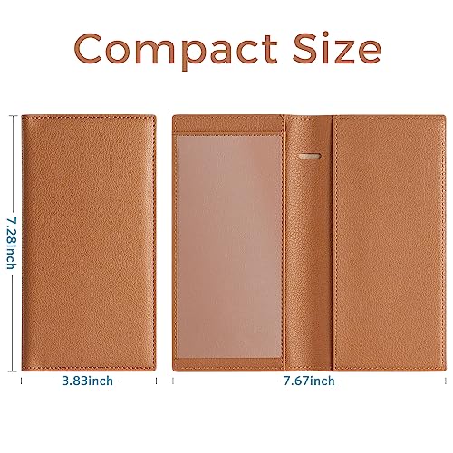 CoBak Checkbook Cover for Women & Men - PU Leather Case with RFID Blocking | Classic Design Check Book Holder for Personal and Business - color: Brown