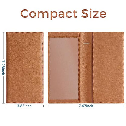 CoBak Checkbook Cover for Women & Men - PU Leather Case with RFID Blocking | Classic Design Check Book Holder for Personal and Business - color: Brown