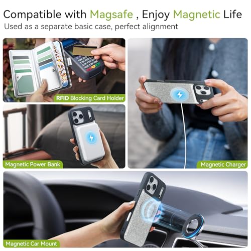 Varikke Wallet Case for iPhone 17 Pro Compatible with Magsafe, Silver - color: (Compatible with MagSafe) Silver, size: iPhone 17 Pro 6.3"