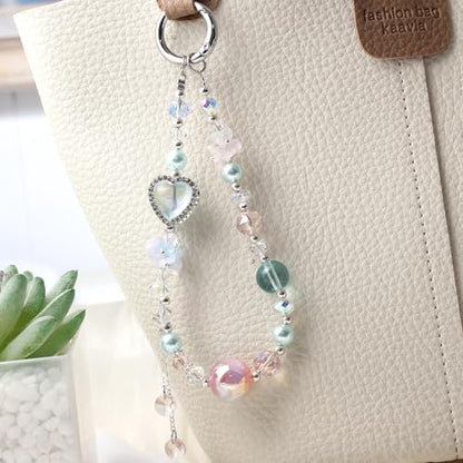Beaded Phone Wrist Strap, Crystal Key chain Wristlet, Cute Purse Bag Charms - style: Style4