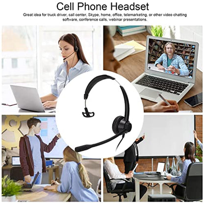 RJ9 Single Ear Headset with Noise Canceling Mic, Mute and Volume Control