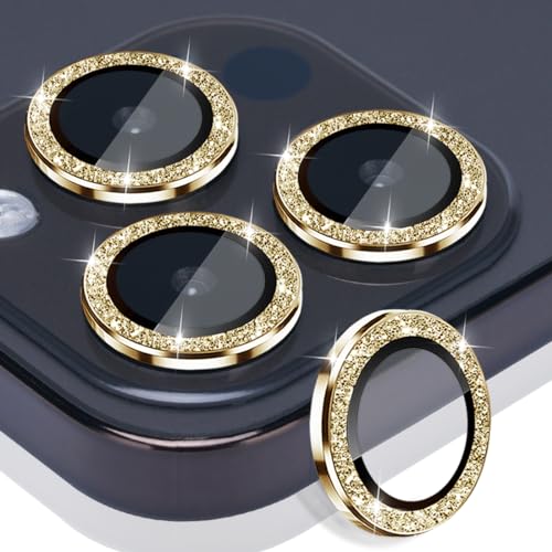 Camera Lens Protector for iPhone 15 Pro/15 Pro Max, Glitter Gold - color: Glitter Gold