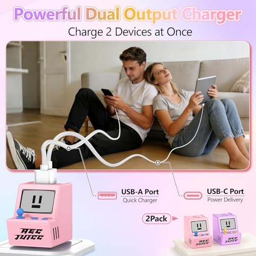 USB C Wall Charger Dual USB A Charger Block Set with Foldable Plug 2Pack - color: 2 Pack