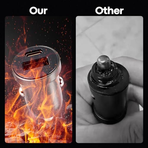 63W USB C Car Charger, Dual Port, 45W PD Fast Charging + 18W USB A, Zinc Alloy, with USB-C to C Cable, Compatible with iPhone 17/16/15/14, Galaxy S26/S25