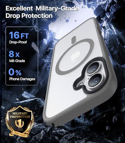 CAHEJILU Magnetic for iPhone 16 Case,[Compatible with MagSafe][Military Grade Drop Protection] Anti-Fingerprint Translucent Matte Shockproof Protective Case for iPhone 16 Phone Case 6.1",Gray - color: Gray