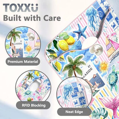 Tropical Magnetic Wallet Compatible with Magsafe Wallets for iPhone 17/16/15/14/13/12 Series Pro Max Plus Cute Phone Summer Holidays Mag Safe Fit 3 Cards for Women Lether Island Picnic - color: Z-Island Picnic