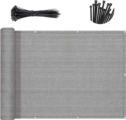 SUNNY GUARD 3' x 16' Balcony Privacy Screen, HDPE Patio Railing Cover Fence - color: Brown-grey, size: 0 3' x 1 6'