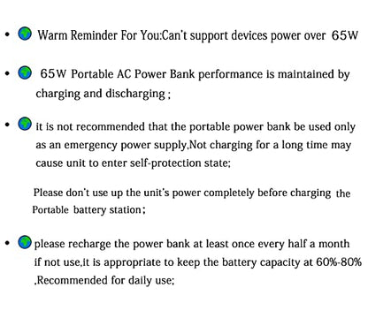Portable Power Bank with AC Outlet, 65W 110V Portable Laptop Charger Backup - color: Orange Grey