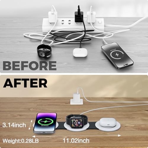 HICOBER 3IN1 Wireless Charging Station for iPhone,Watch,AirPods,Black&White - color: Black&White